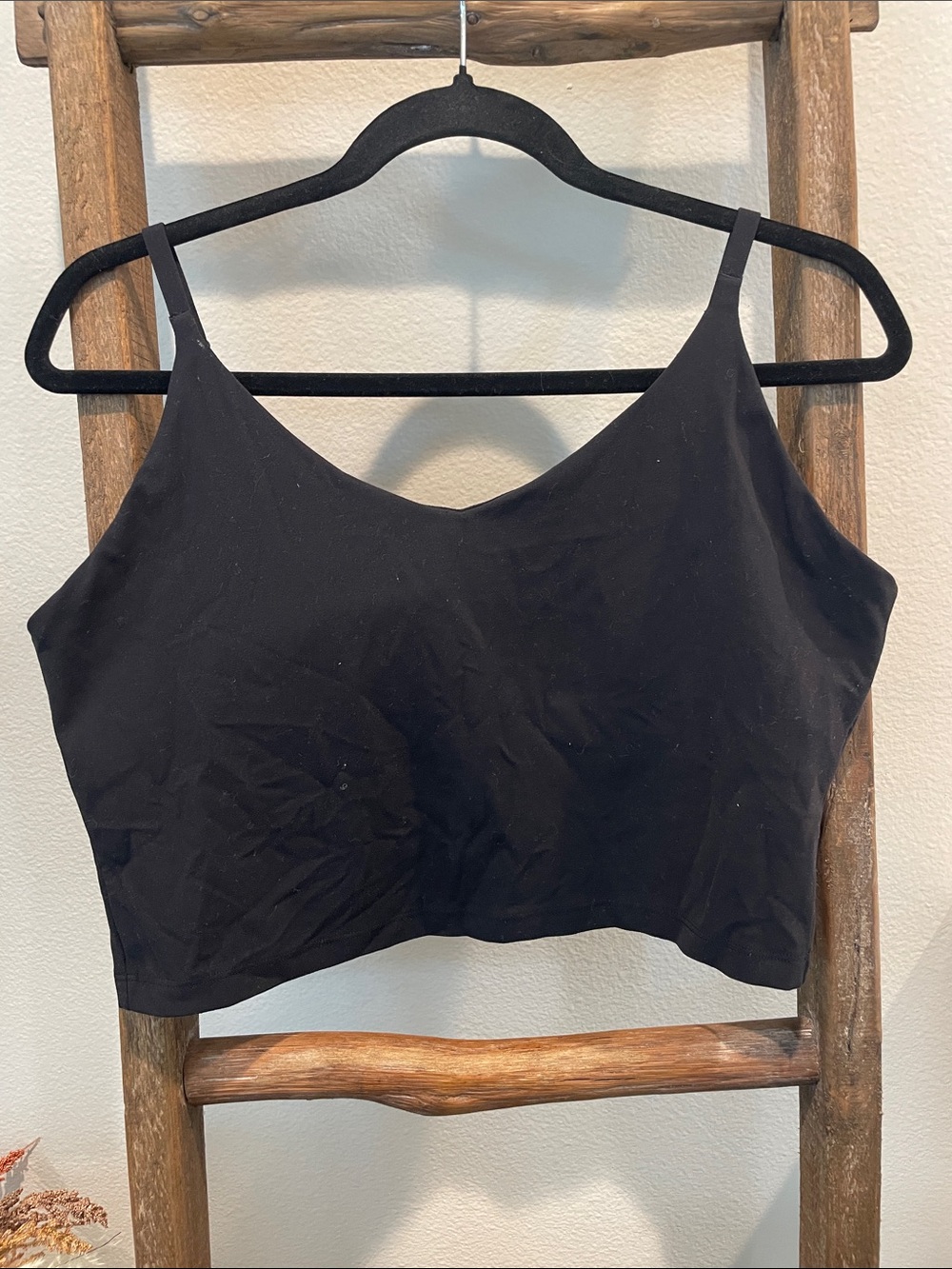 Athleta Black Seamless Crop Bralette with Thin Straps